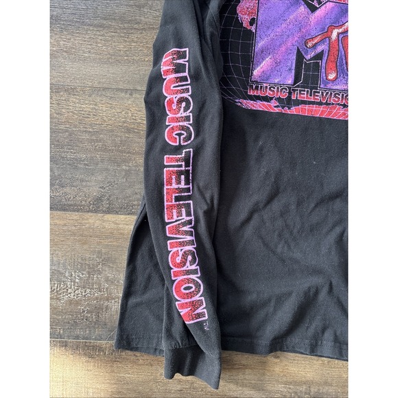 MTV Music Long Sleeve T-shirt Medium Black Globe - Picture 4 of 4
